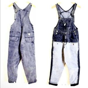 Vintage 80's Guess Overalls Black Acid Wash Original Colourblock